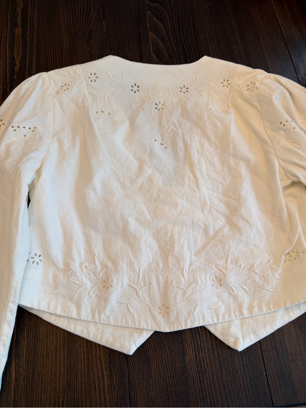 Free People Cream Eyelet Cropped Button Front Blouse - Picture 8 of 10